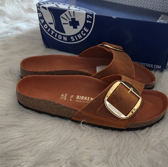 BIRKENSTOCK MADRID BIG BUCKLE ' BURNT ORANGE' SANDAL SZ EU 42 - Picture 1 of 6